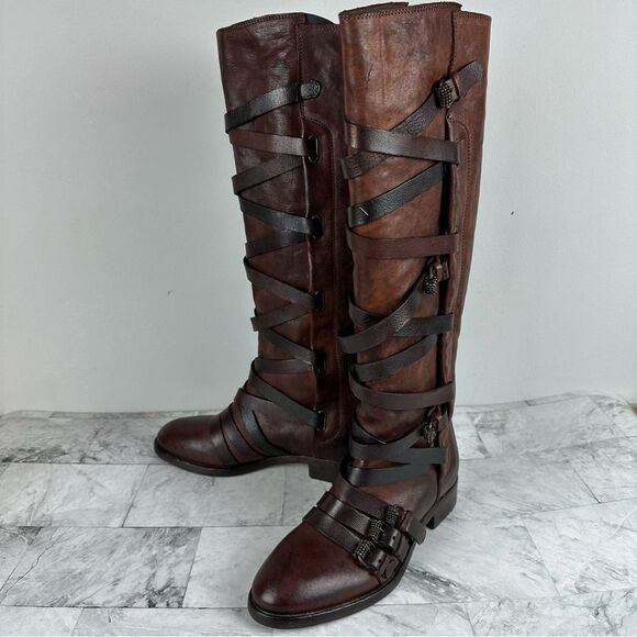 New Area Forte Anthropologie buckle leather military riding boots sz 37 Italy - Picture 1 of 16